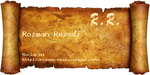 Rozman Rezső névjegykártya